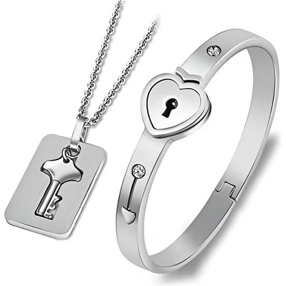 Pulsera Corazón y Collar con llave