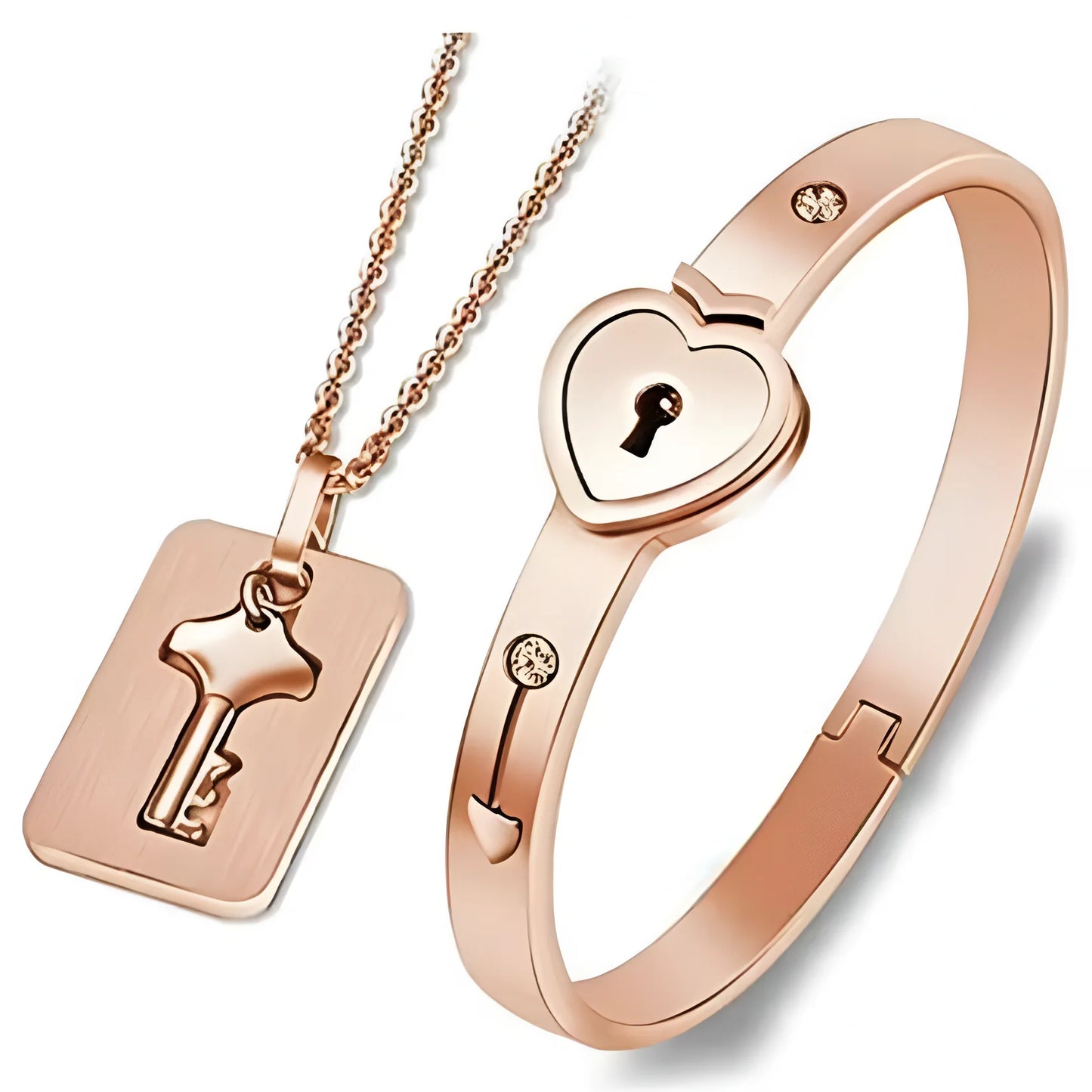 Pulsera Corazón y Collar con llave